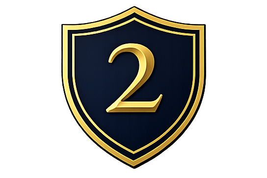 A shield shape logo with the number "2" in it.