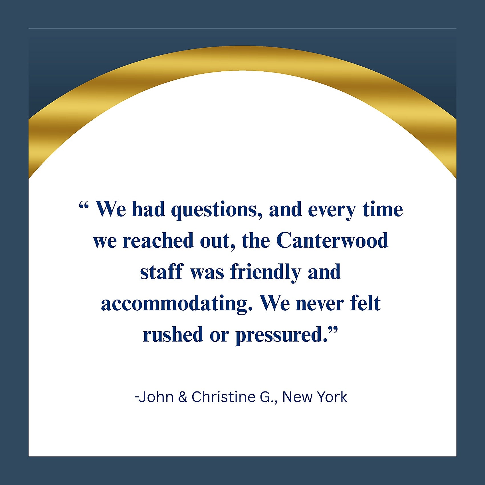 Canterwood cabinets 5-star review, testimonial regarding customer service