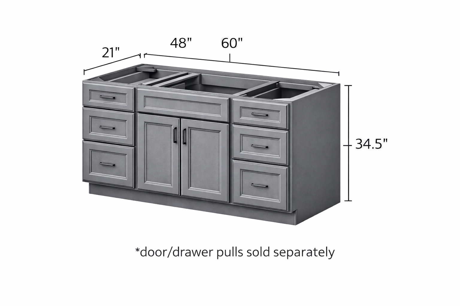 Ashford Grey Double Door Vanity Cabinets