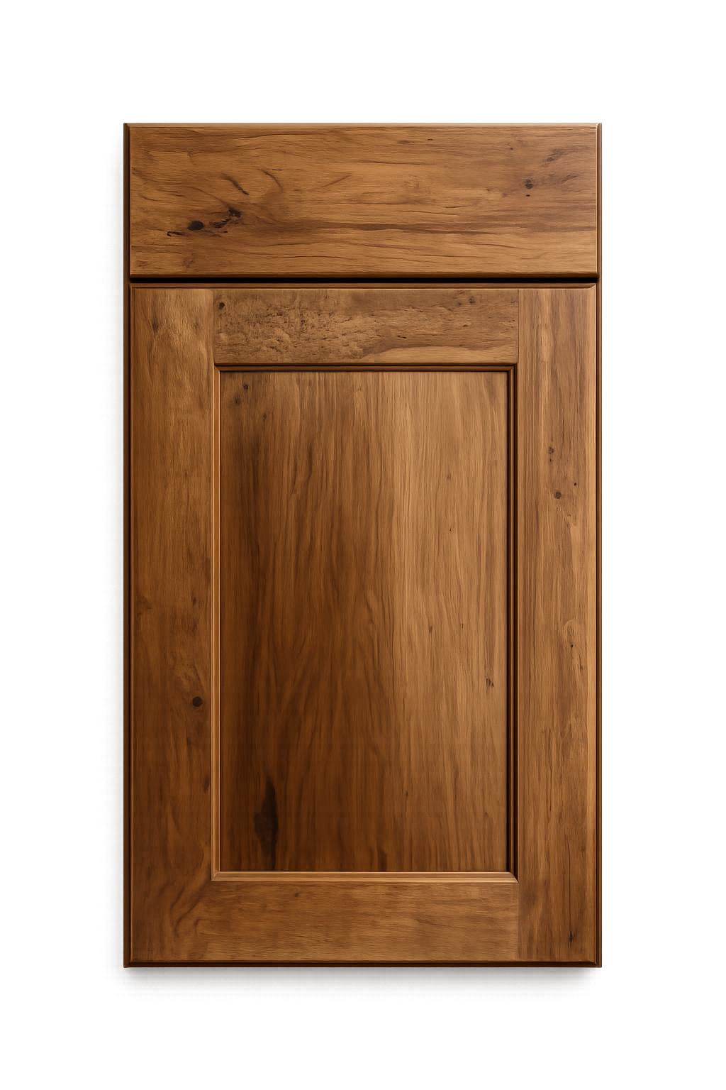 Beautiful rustic hickory wood cabinetry in it's natural state with variable graining