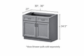 Ashford Grey Double Door, Double Drawer Vanity Sink Base