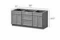 Ashford Grey Double Sink Vanity Cabinet