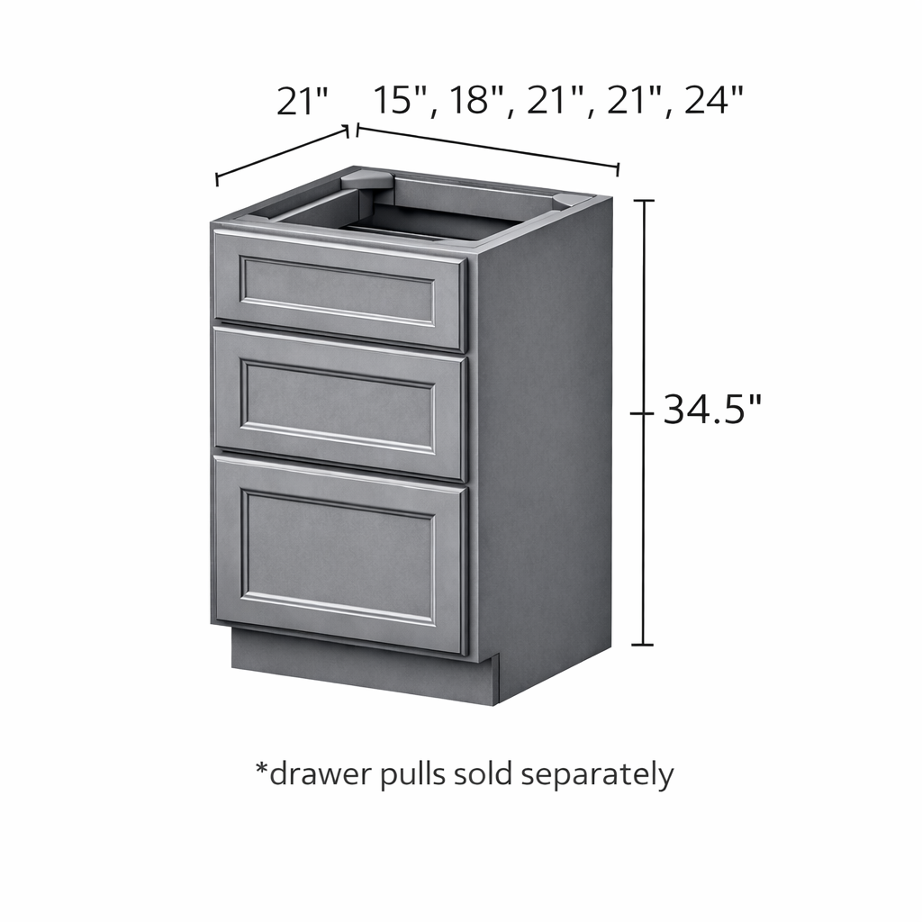 Ashford Grey Vanity Drawer Base Cabinets