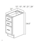 Caramel Shaker Vanity Drawer Base Cabinets